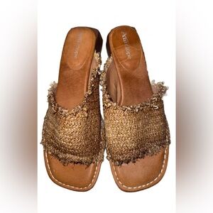 Antelope Raffia Brown Woven Espadrille Sandals Size 8 Excellent